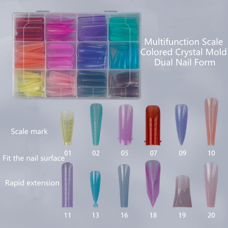 288PCS Scale Colored Crystal Mold Dual Nail Form